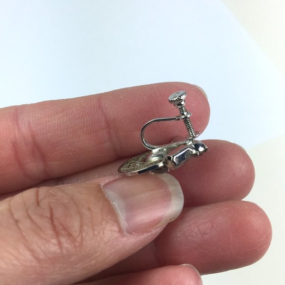 Vintage Sterling Rhinestone Brooch and Earrings - Picture 5 of 9